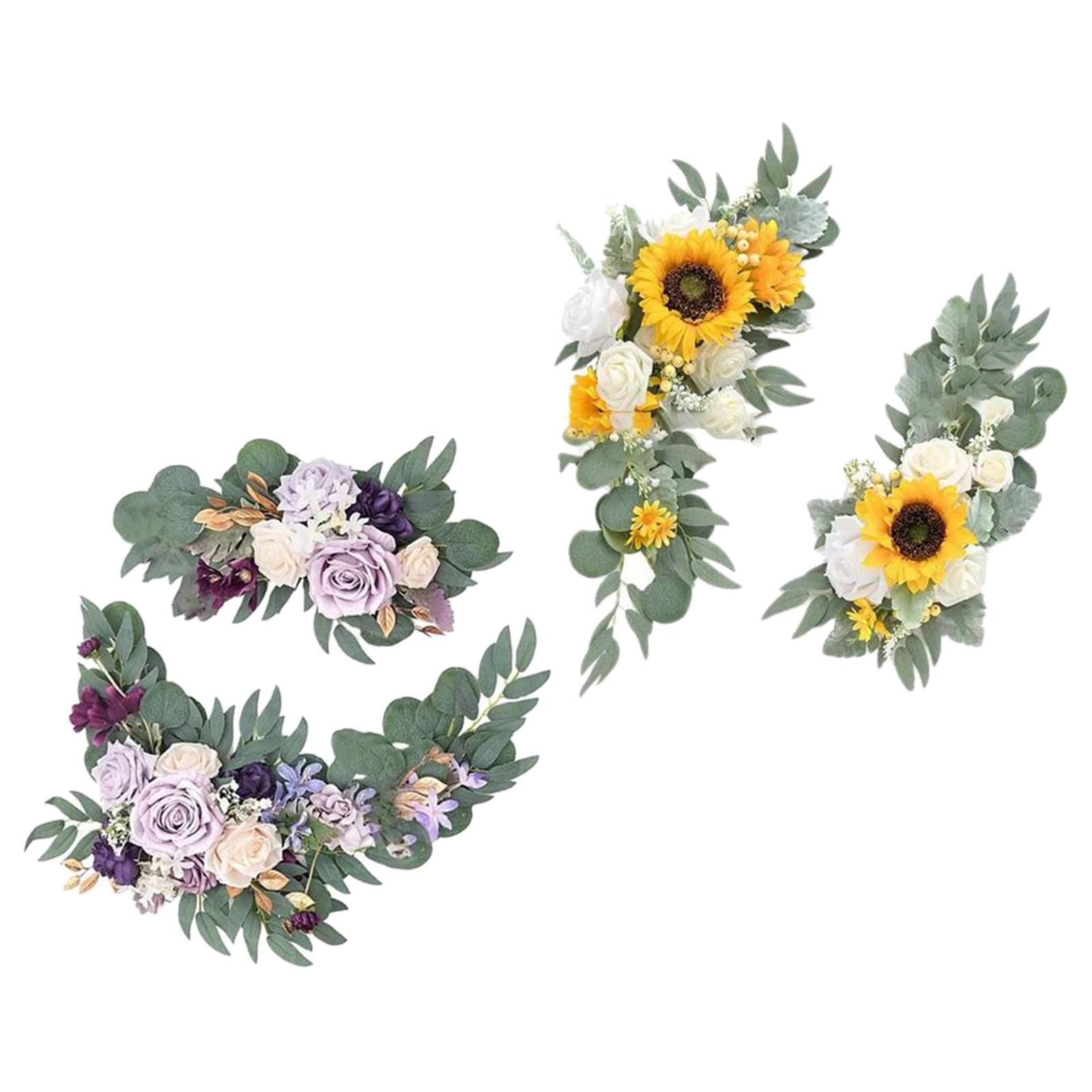 Artificial Flower Swag Green Leaves for Backdrop  Yellow Blue White