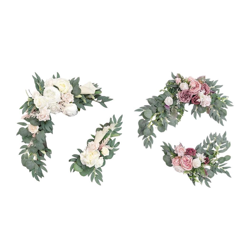 Artificial Flower Swag Green Leaves for Wedding  White Pink Purple