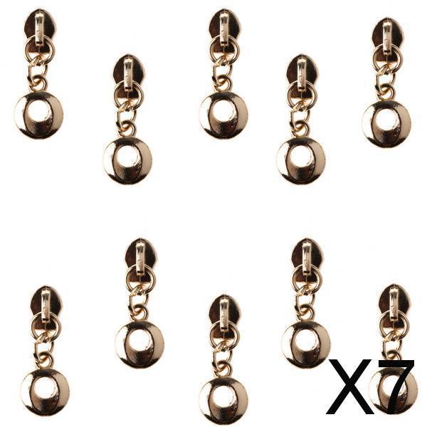 7x10 Pieces #3 Nylon Zipper Puller Slider Head Replacement Repair Kit Gold