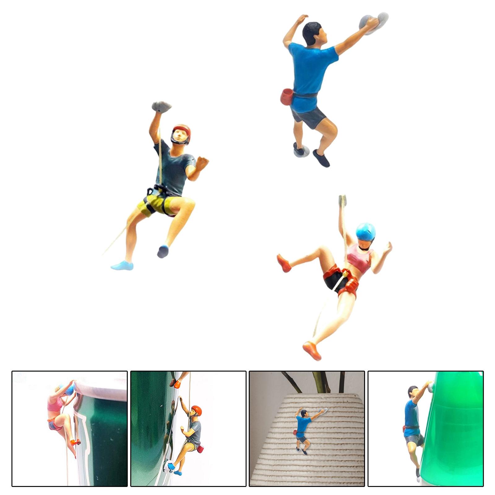 3 Pieces 1:64 Climbing People Building Micro Landscape Desktop Ornament