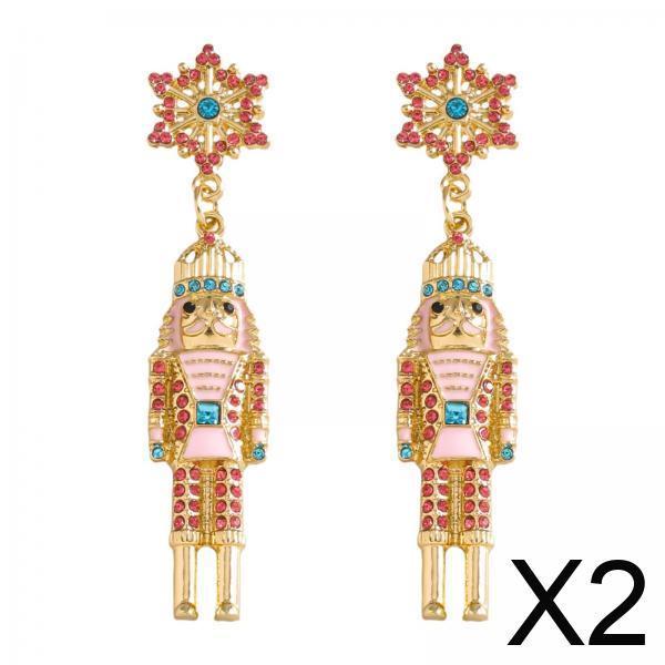 2xChristmas Earrings Nutcracker Earrings Unique Cute Dress up Holiday Earrings Pink