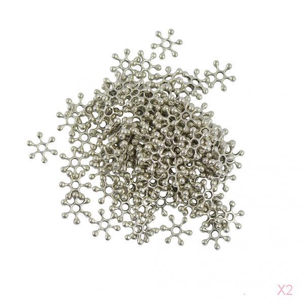 200pcs Tibetan Silver Snowflake Spacer Beads Jewelry DIY Making 10mm