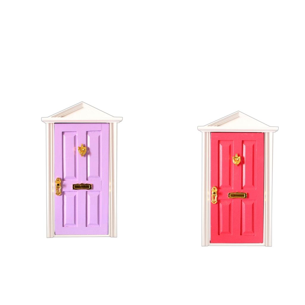 1:12 DollHouse Miniature Wooden Steepletop Door with Hardware Outwardly Open