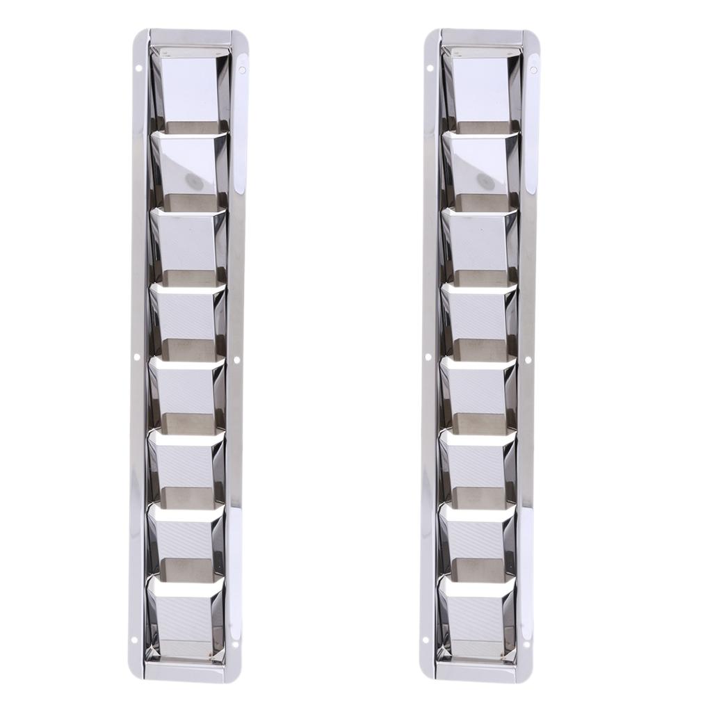 2Pcs Stainless Steel Marine Boat Louver Air Vent 8 Slots Ventilation 427mm