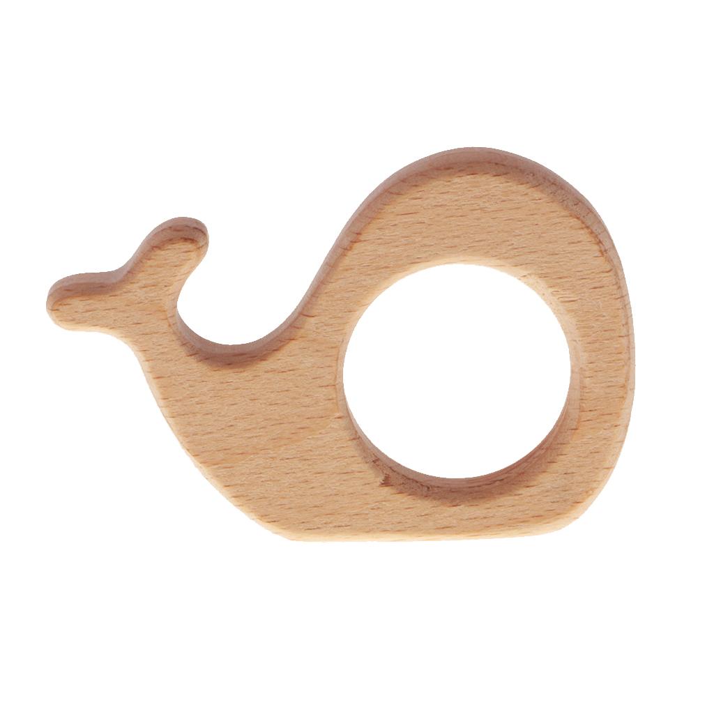 2 Pieces Handmade Wooden Baby Teether Teething Toy Baby Shower Gift
