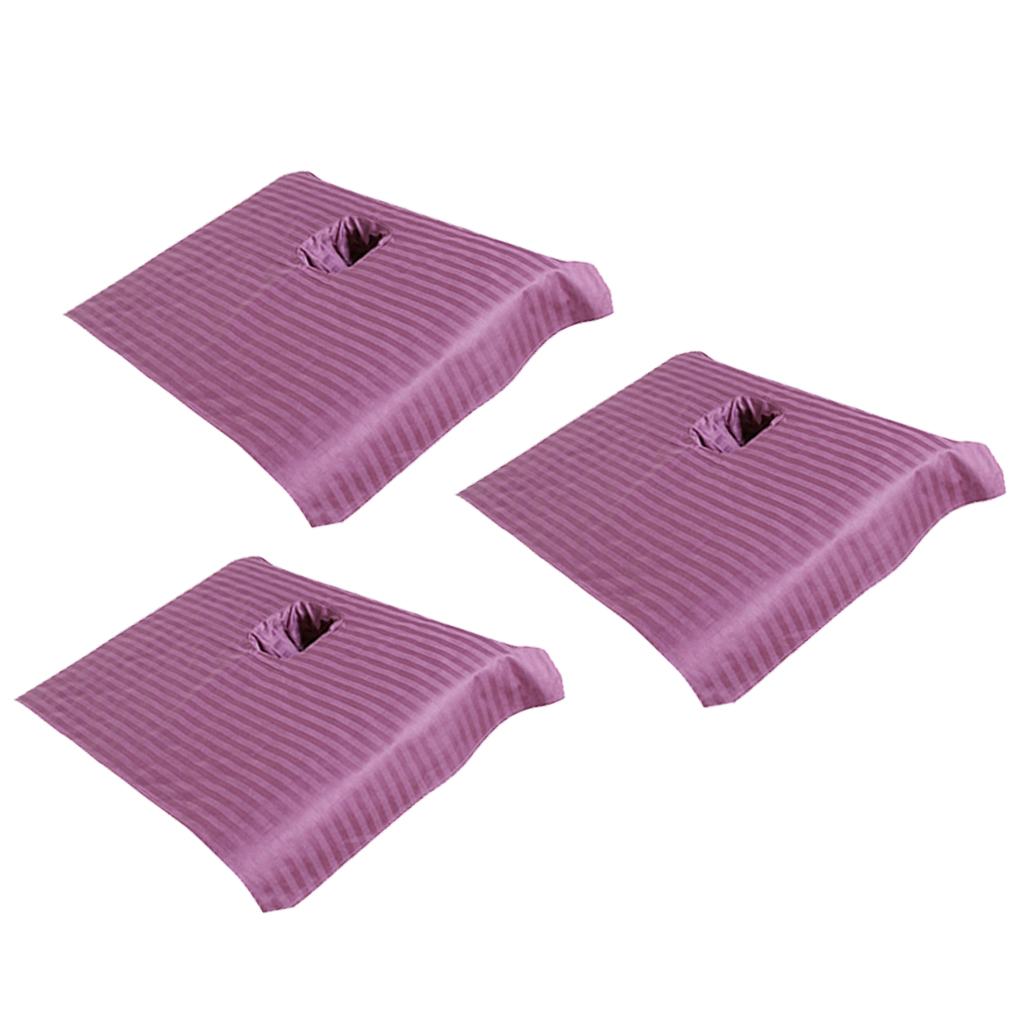 3pcs Cotton Massage Table Face Hole Towel Beauty Bed Cover Sheet Purple