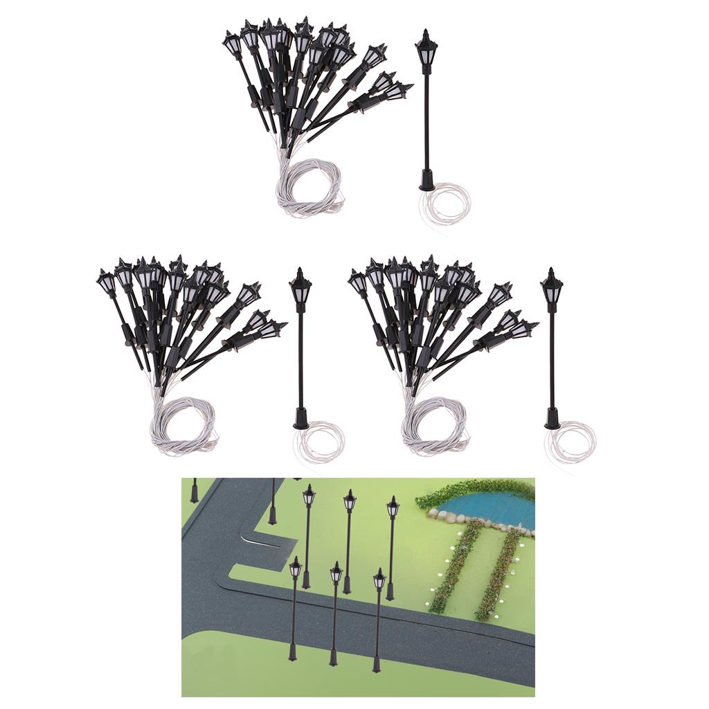 Model Miniature Street Lights N Scale LEDs Garden Lights 60Pcs 1:100 