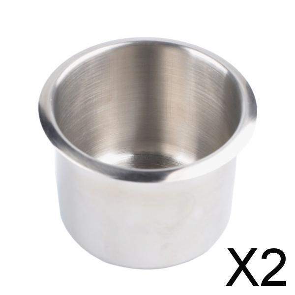 2xCar Cup Holder Recessed Stainless Steel Ashtray Truck Motorhome Camper