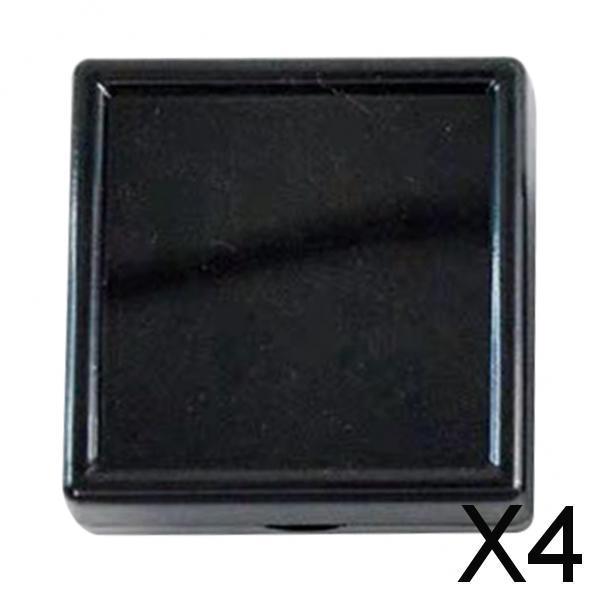 4xAcrylic Jewelry Display Loose Diamond Beads Organizer Show Case 4x4cm Black