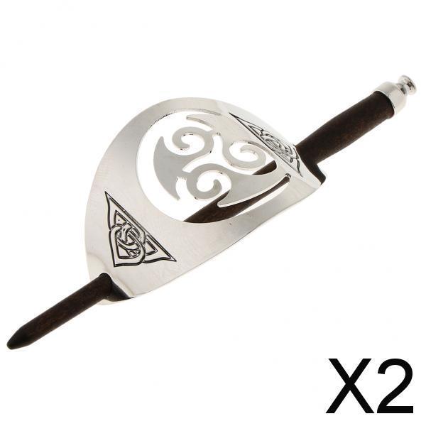 2xHandmade Carved Wooden Hair Clip With Stick 04