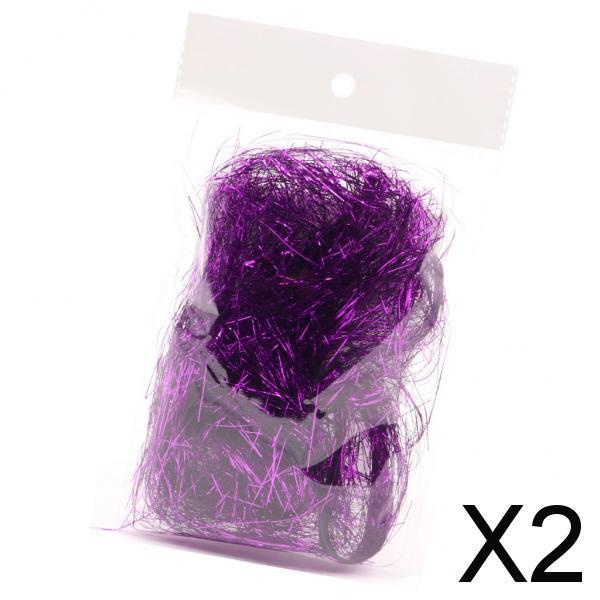 2xMetallic Shred Filler Fine Cut Gift Wrapping and Basket Filling Purple