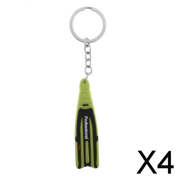 4xNovelty Mini Diving  Key Chain Holder Dive Flipper Keyring Grass Green