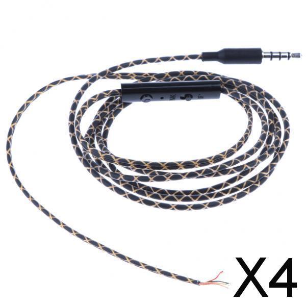 4x3.5mm DIY Earphone Audio Cable with Mic Repair Replacement Headset Wire
