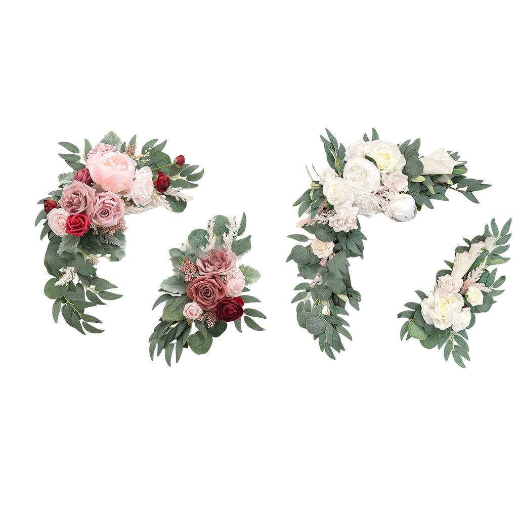 Artificial Flower Swag Green Leaves for Wedding  White Pink Red