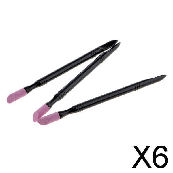 6x3Pcs Nail Cuticle Remover Pen Pusher Trimmer Buffer Quartz Stone Scrub Pen