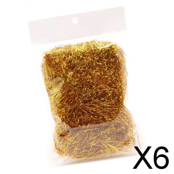 6xMetallic Shred Filler Fine Cut Gift Wrapping and Basket Filling Gold 