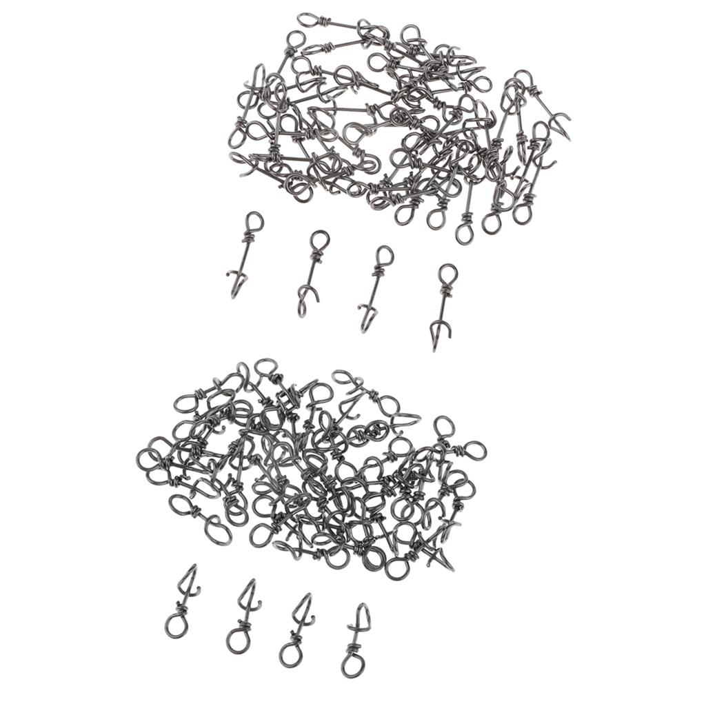 100 Pieces Stainless Steel Quick Lock Fishing Snaps Clip Swivel Connector