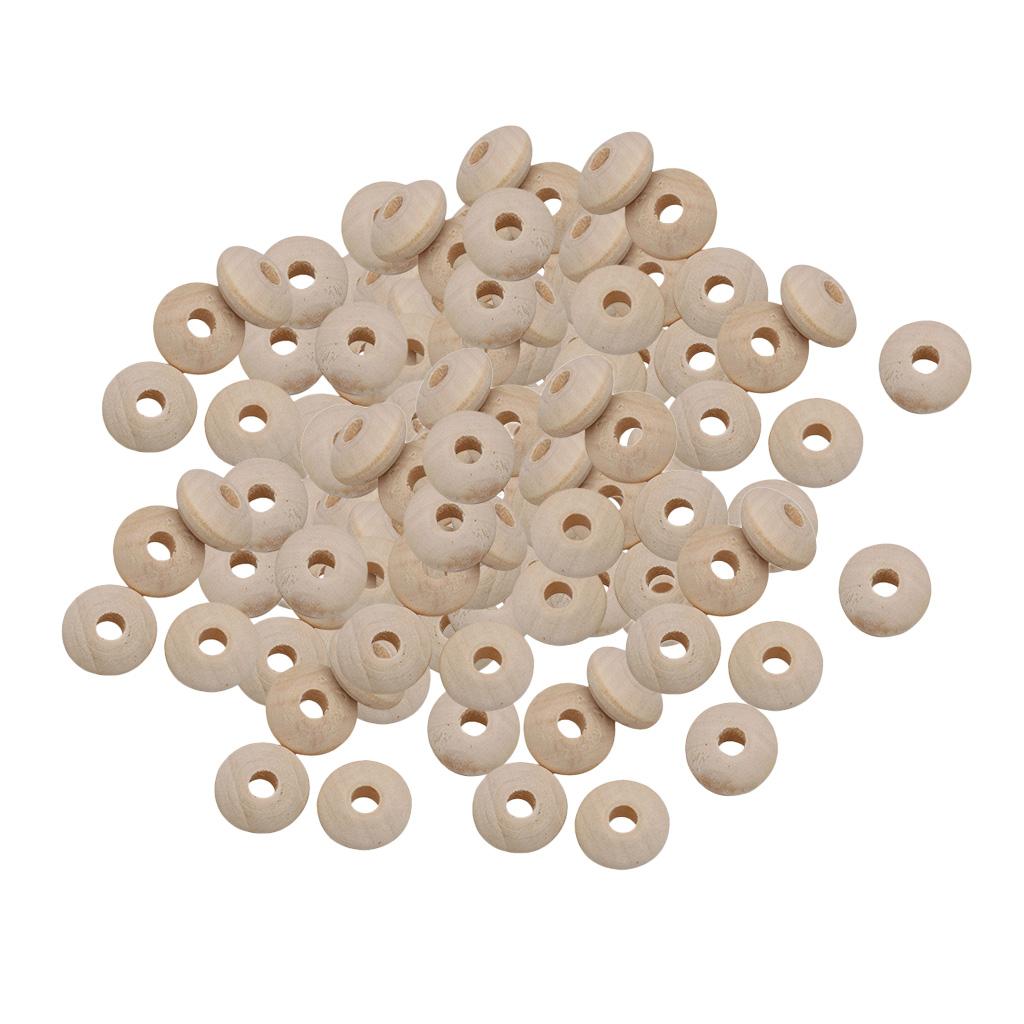 100 Pieces Natural Wooden Beads Large Hole Spacers Jewelry Making Charms Lot