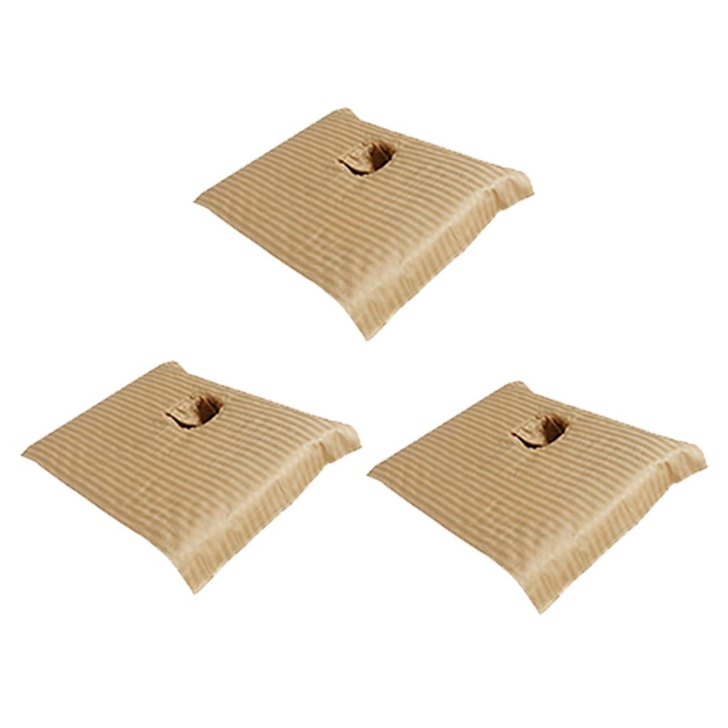 3pcs Cotton Massage Table Face Hole Towel Beauty Bed Cover Sheet Camel