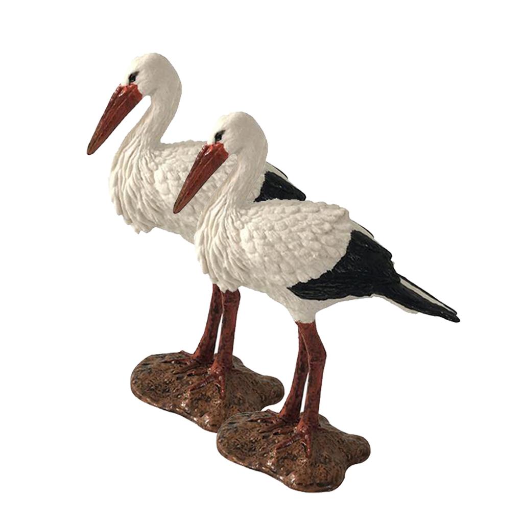 2 Pieces Miniature Animals Birds Model Figurine Statue Sculpture Toy Crane