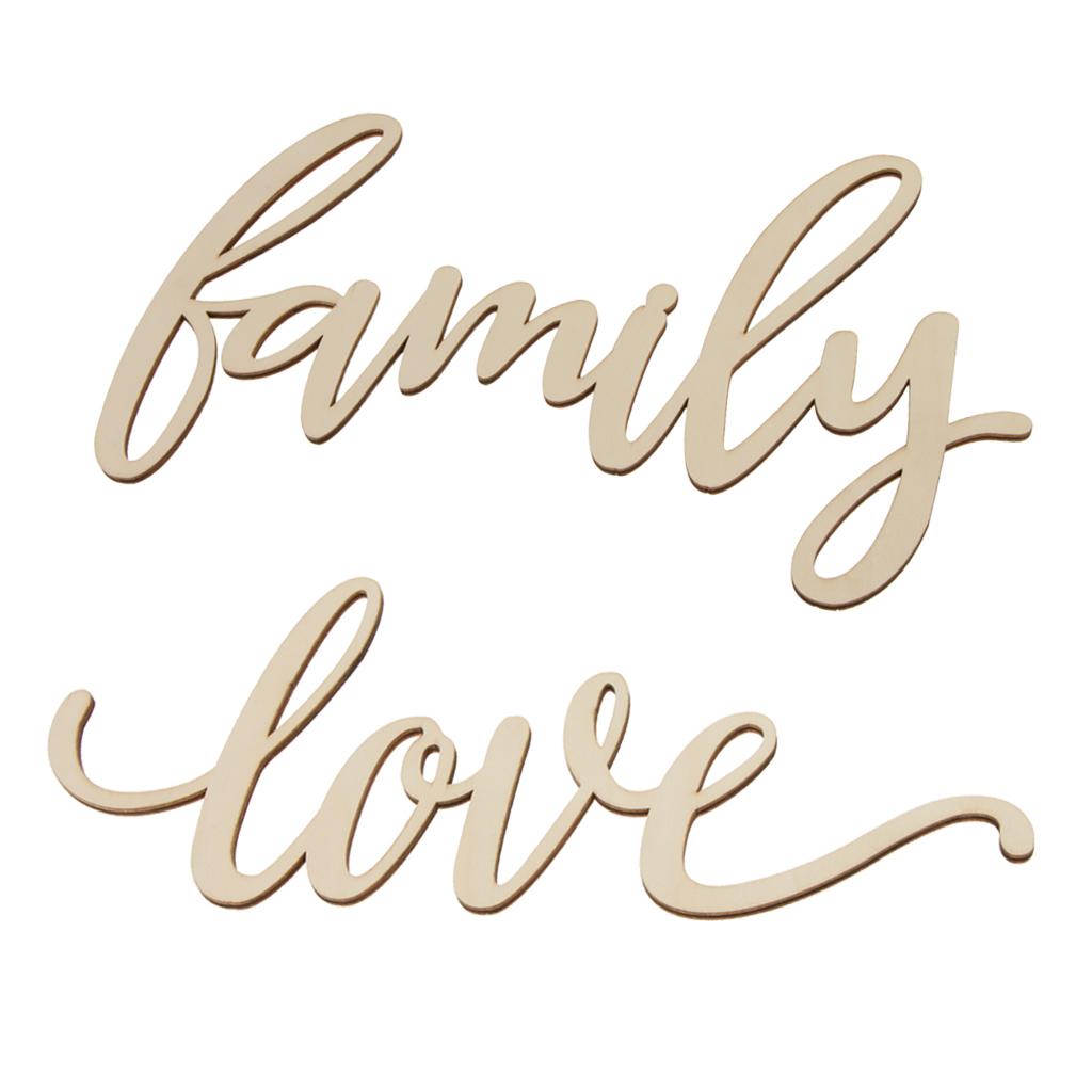 2 Pieces Family Love Unfinished Wooden Sign Party Wedding Rustic Wall Art