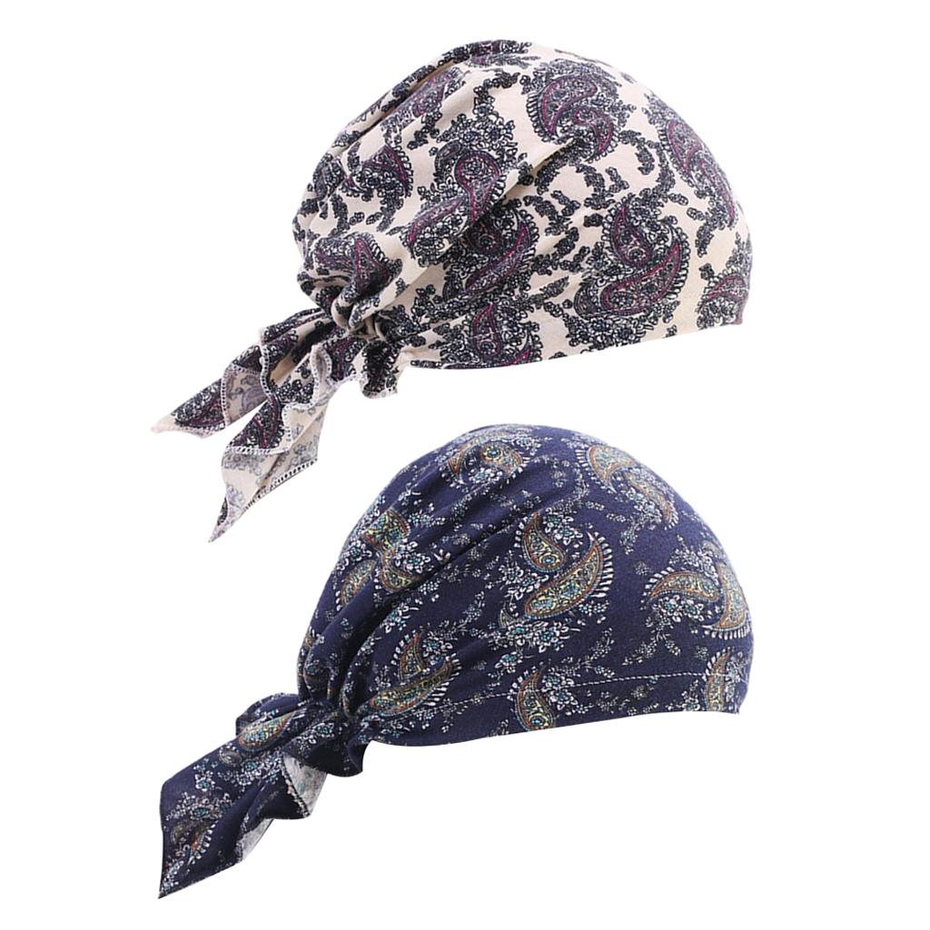 Women Muslim Turban Cancer Chemo Cap Head Scarf Cover Hat 2 Piece