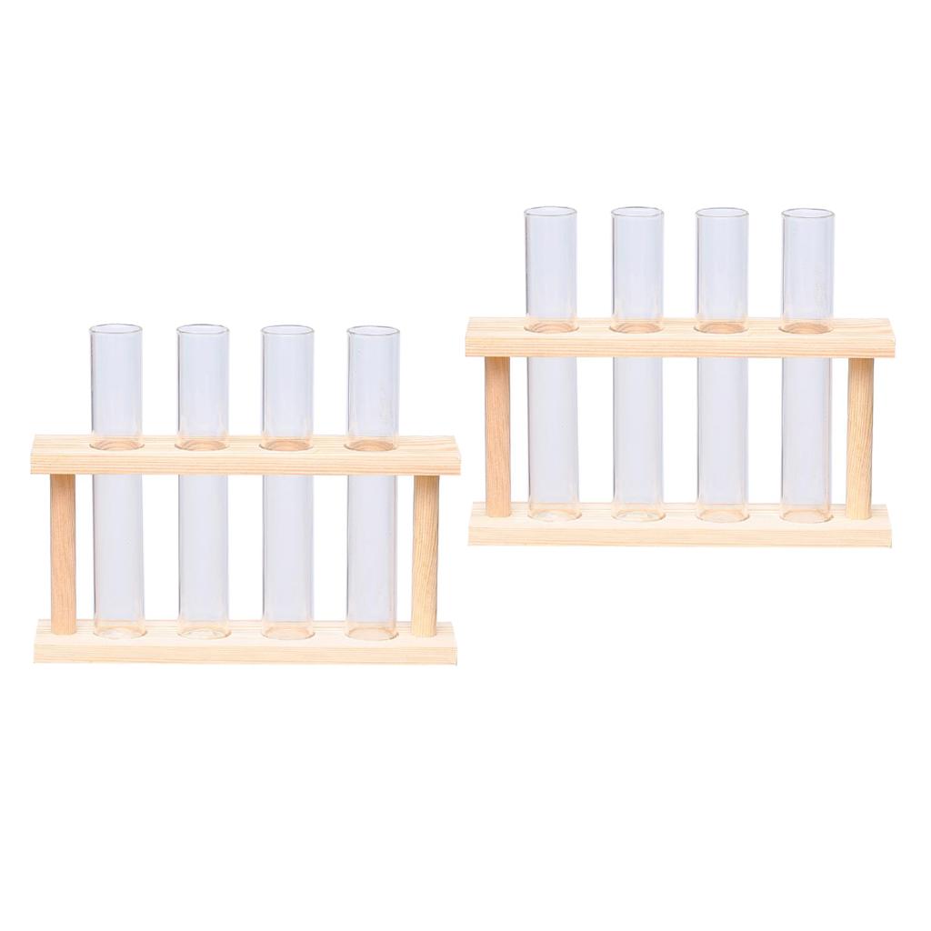 2x Wall Mounted Hanging Planter Test Tube Flower Vase Tabletop Glass Beige