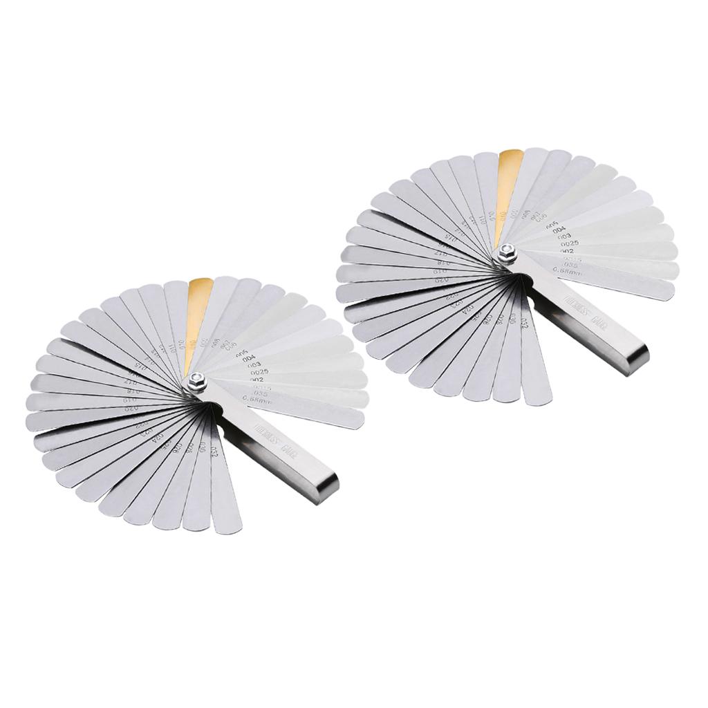 2x 32 Blade Feeler Gauge Metric & SAE Dual Reading Gap Thickness Measure