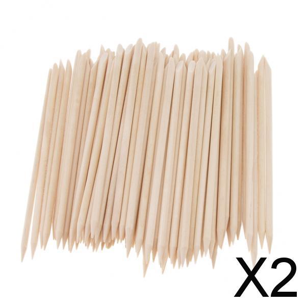 2x100 Pieces Nail Art Orange Wood Stick Cuticle Pusher Remover Manicure Tool 
