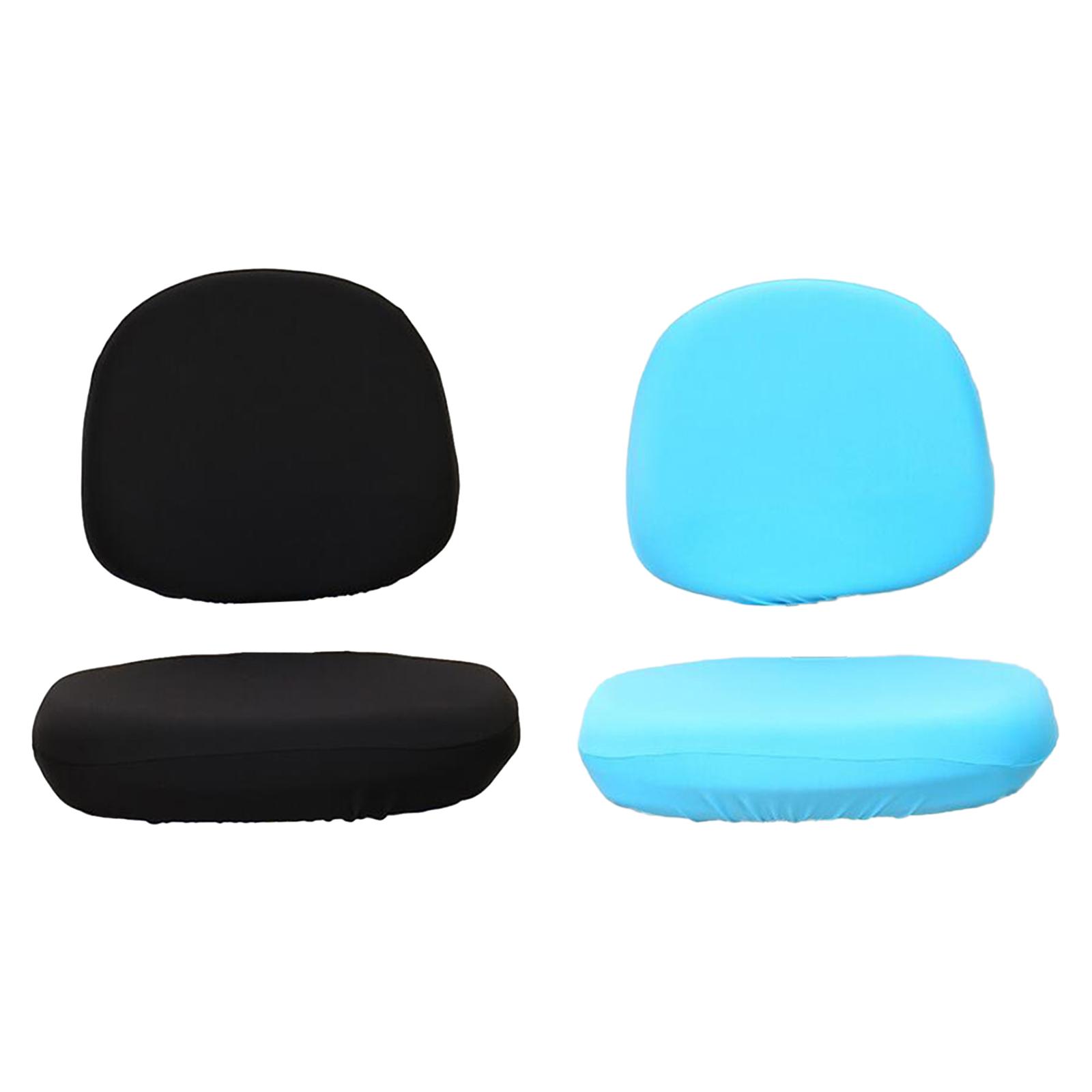 Stretch Soft Swivel Chair Slipcover Office Computer Chair Covers(Black+Lake Blu)