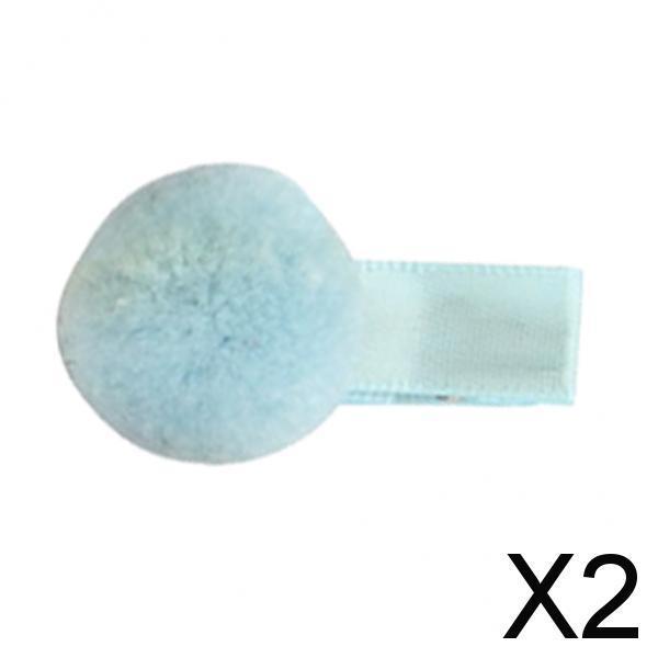 2xGirls Headdress Kids Hair Ball Hair Band Lovely Plush Hairpin Mint Green