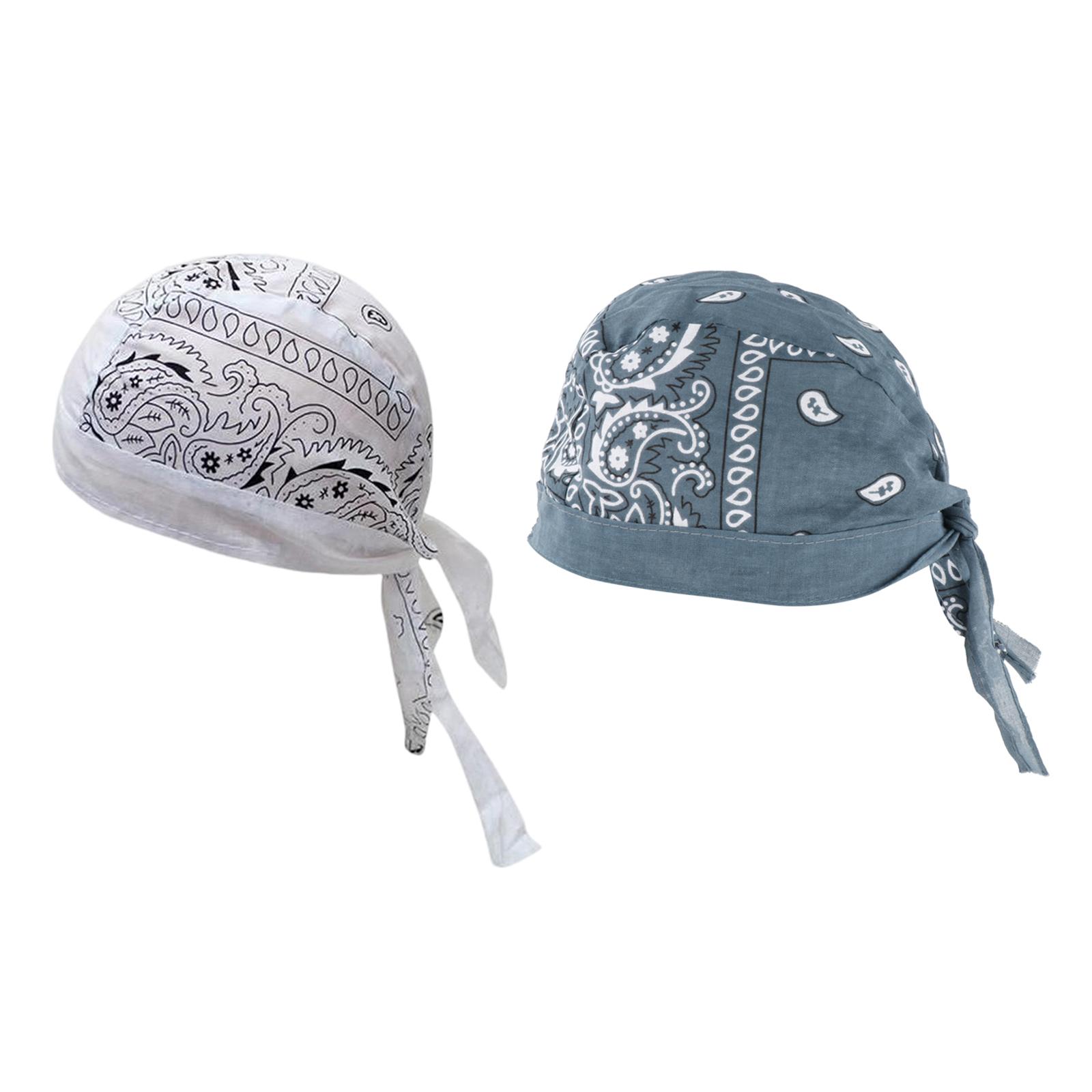 Cycling Pirate Hats Bandana Beanie Soft for Fishing  White Dark Gray