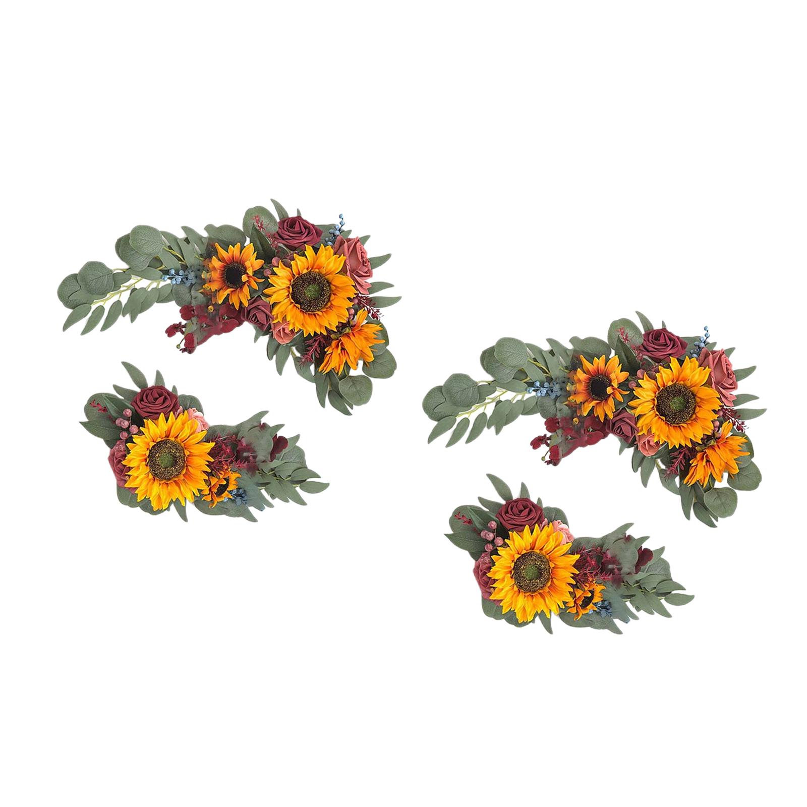 Artificial Flower Swag Green Leaves for Party Wedding   2 Yellow Red