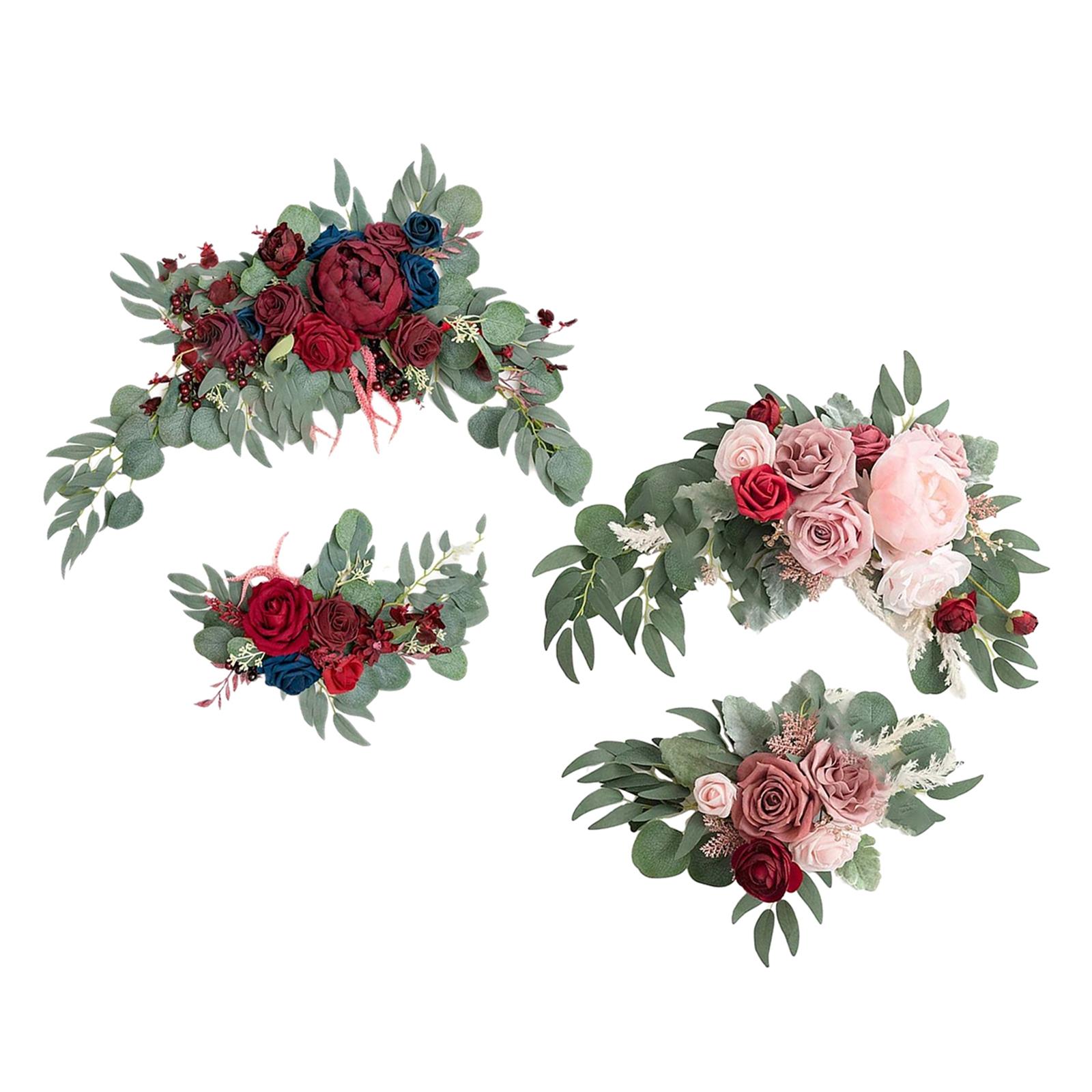 Artificial Flower Swag Green Leaves for Backdrop  Red Pink Red