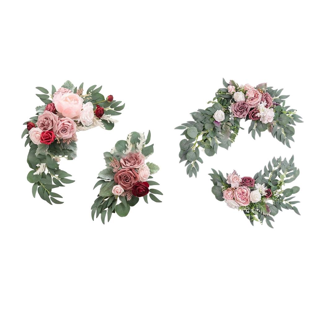 Artificial Flower Swag Green Leaves for Wedding  Pink Purple Pink Red