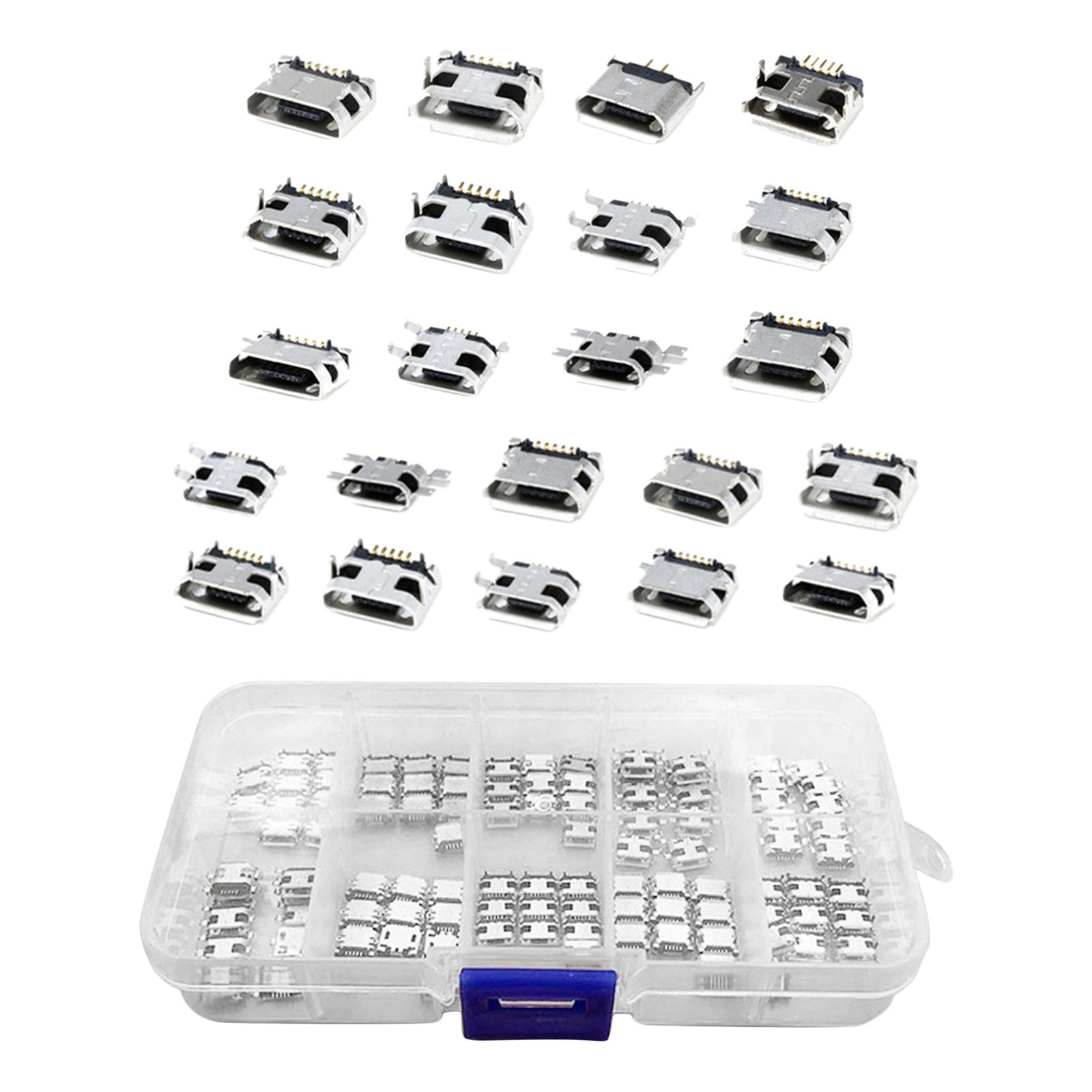 2 packs Micro USB 5Pin Female Socket Connector Port 