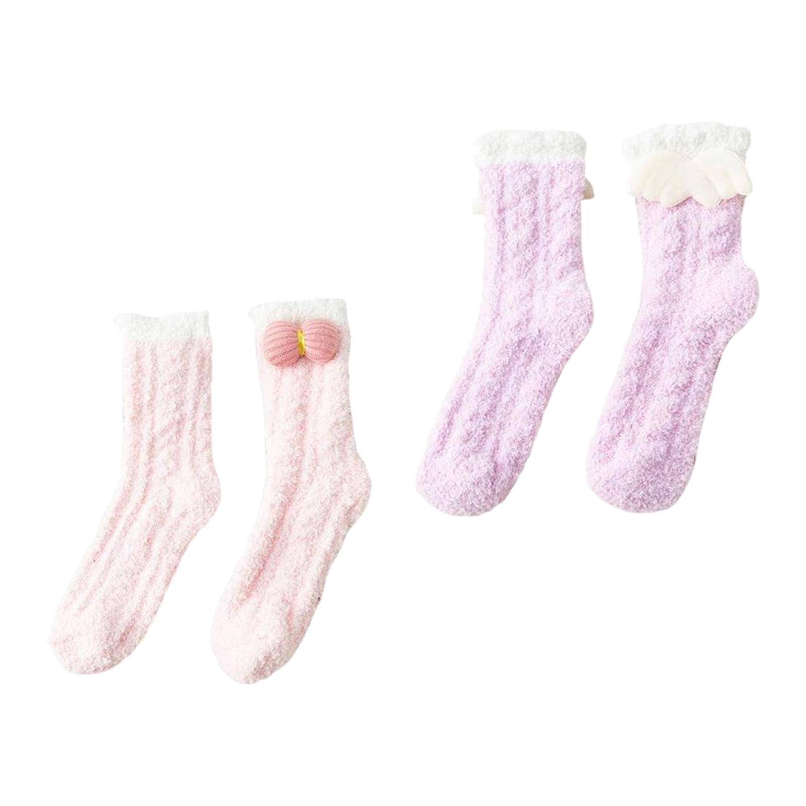 2 Women Crew Socks Fleece Socks Comfortable Winter Thermal Socks Home