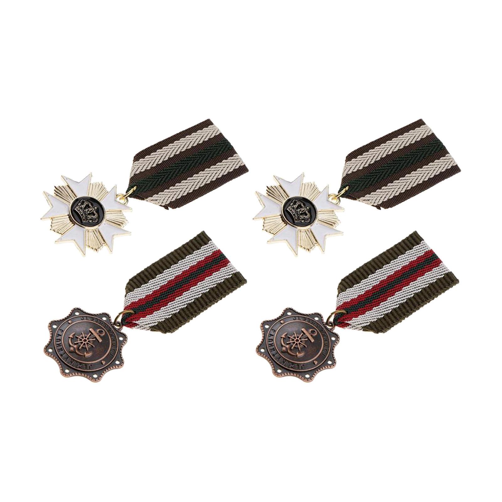 4x Retro Style Unisex Medal  Badges Star Brooch Pin Jewelry StyleL