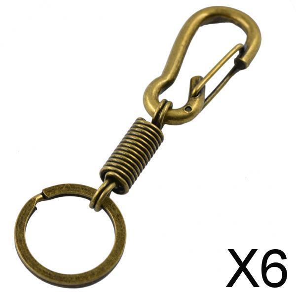 6xKeychain Carabiner Buckles Spring Snap Hooks Swivel Key Holder Clip Gold