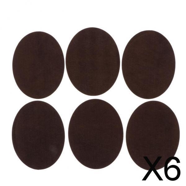 6x6pcs Oval Shape Iron-on Patch Suede Elbow Applique Cloth Badge Coffee