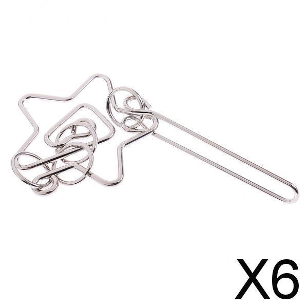 6xMetal Wire Chinese Ring Puzzle IQ Brain Teaser Kids Toddler Educational Toy