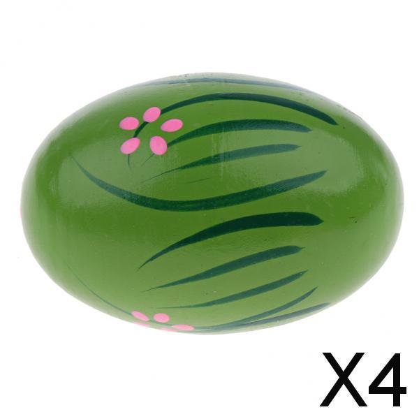 4xWood Hand Shaker Egg Intelligence Percussion Toy for Early Learning Green