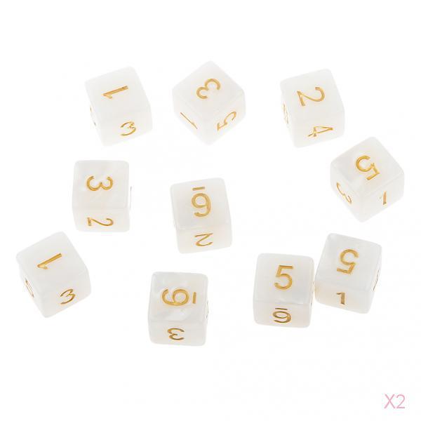 2x 10x   ROLEPLAYING PARTY GAMES PROPS 6-SIDED D6 DICE WHITE