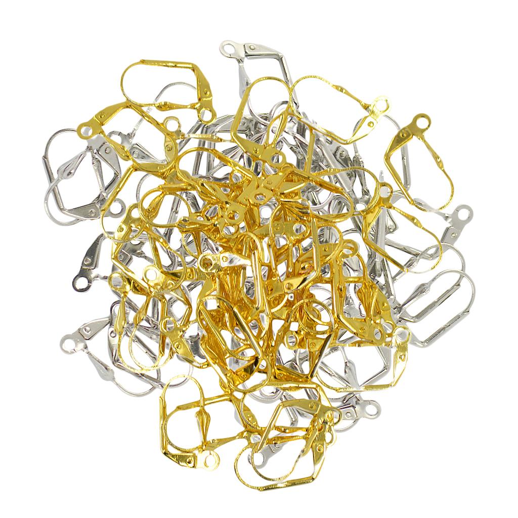 100 Pcs Brass Earring French  Lever Back Earrings Ear Wire Earring Hooks