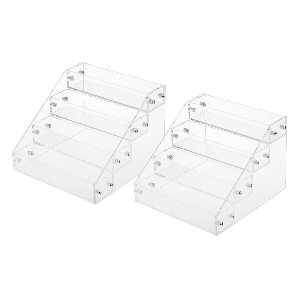 4 Tiers Acrylic Makeup Nail Polish Display Stand Organizer Holder Rack 2pcs