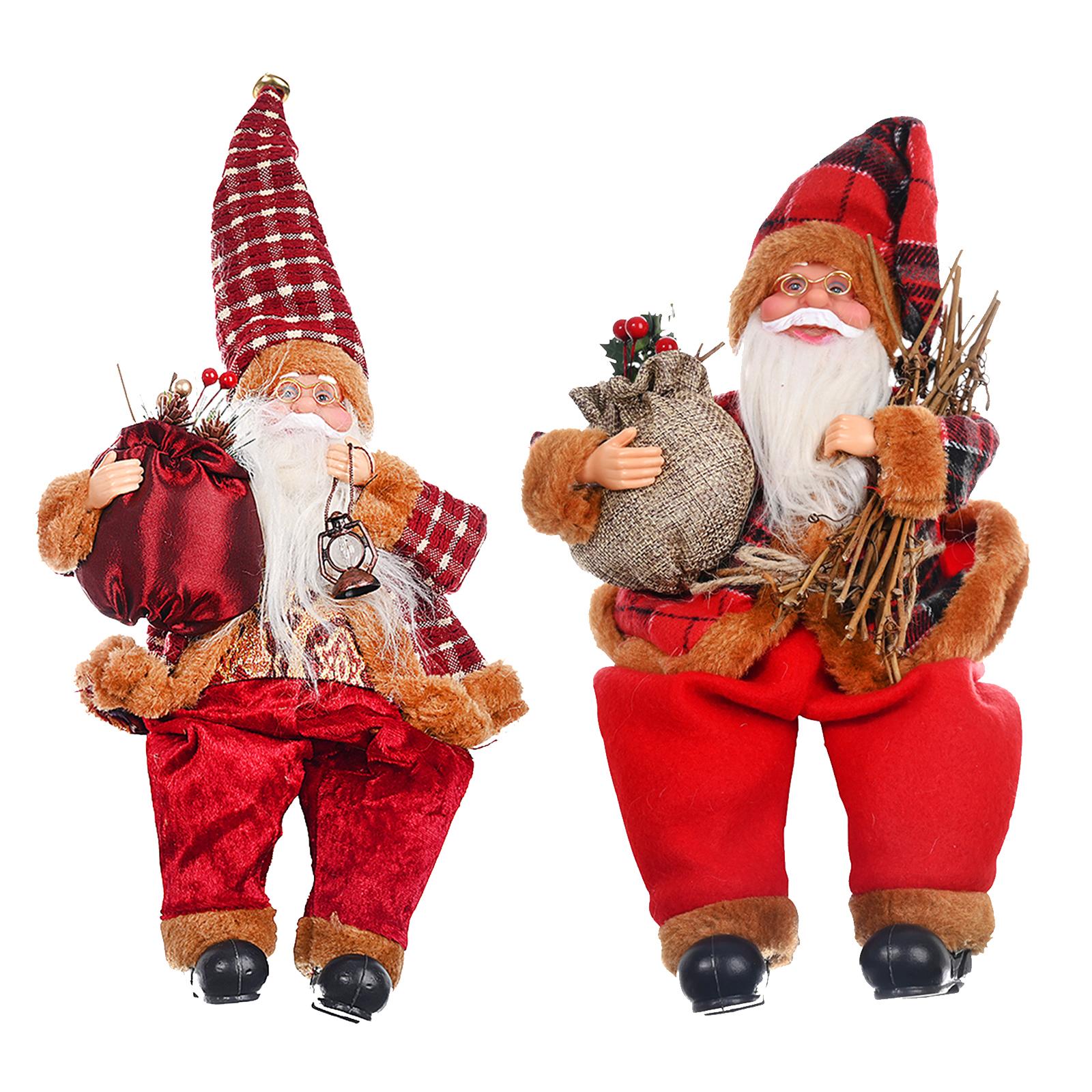 2pcs Christmas Santa Claus Figurine Home Tabletop Centerpiece Ornament 