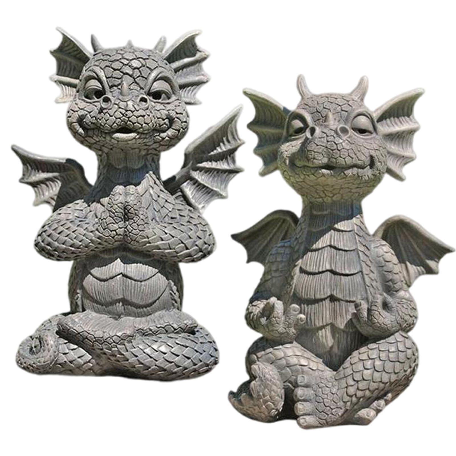 2x Dragon Statue Figurine Ornament Sculpture for Decoration 