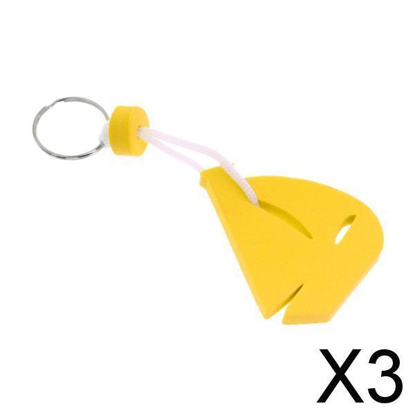 3xYachting Boating Floating Key Chain Key Ring Keyring - Sailing Boat Yellow