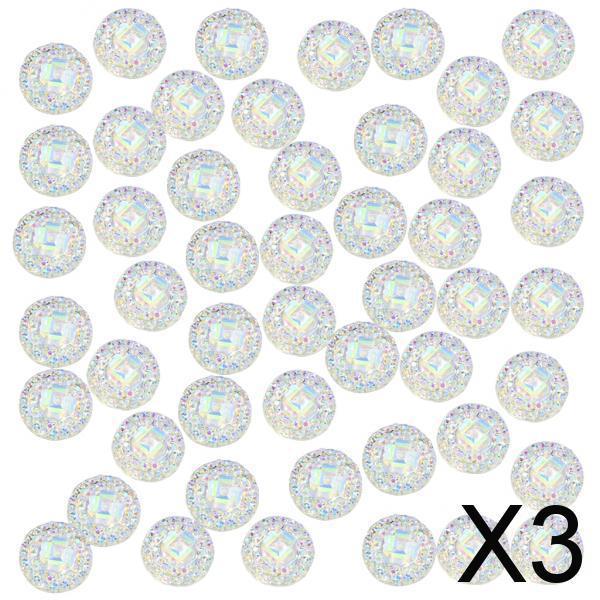 3x 50pcs 12mm Resin Round Cabochon Rhinestone Flatback Embellishments White