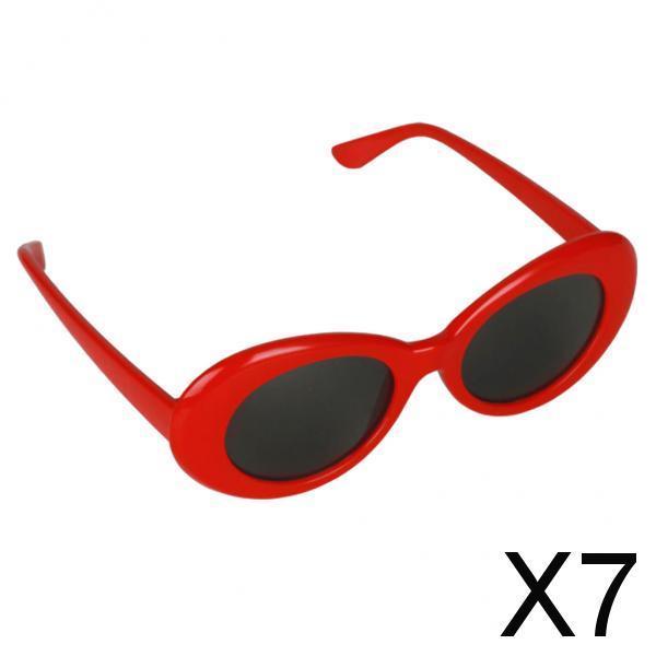 7xRetro Clout Goggles Glasses Oval Bold Mod Thick Frame Sunglasses  Red